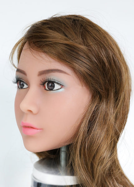 Sex Doll Head, for 140cm 158cm Sex Doll Lifelike Real Oral Ass Anal Vagina Sex Male Toy, Sex Doles for Man (# 56, Tan Skin Color)